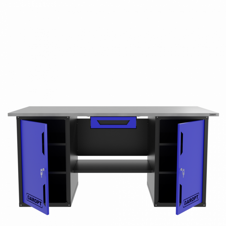 Верстак двухтумбовый с ящиком, синий 1800*700 Garopt, GT1800DDY1.blue
