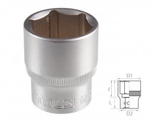Головка торцевая стандартная шестигранная 1/2", 22 мм TOLSEN TT16522