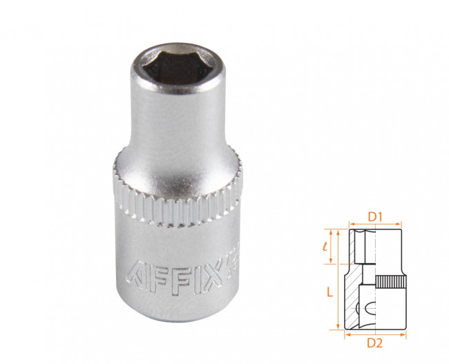 Головка торцевая стандартная шестигранная 1/4", 5,5 мм AFFIX AF00020055 Головка торцевая стандартная шестигранная 1/4", 5,5 мм AFFIX AF00020055