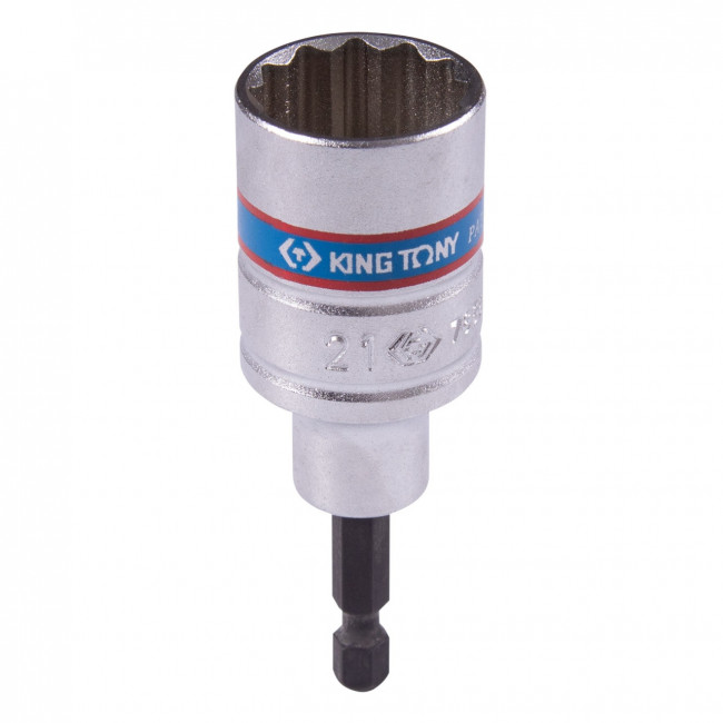 Головка для шуруповерта двенадцатигранная 1/4", 21 мм, L = 80 мм KING TONY 76B821M