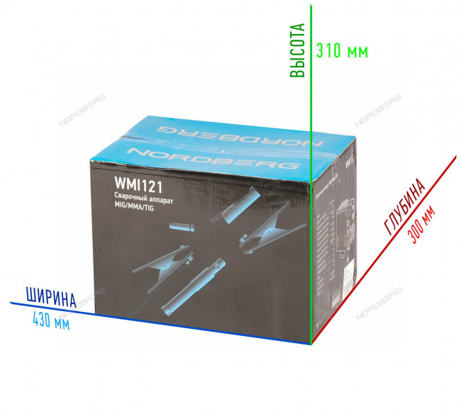 Аппарат сварочный инверторный MIG/TIG/MMA, 220 В NORDBERG WMI121