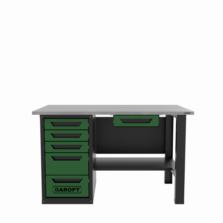 Верстак с ящиком однотумбовый 5 ящиков, зеленый 1400*700 Garopt, GT1400STY1Y5.green