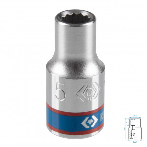 Головка торцевая стандартная двенадцатигранная 1/4", 5 мм KING TONY 233005M