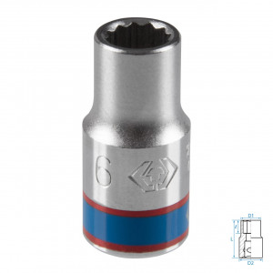 Головка торцевая стандартная двенадцатигранная 1/4", 6 мм KING TONY 233006M
