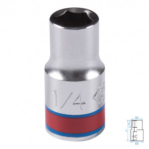 Головка торцевая стандартная шестигранная 1/4", 1/4", дюймовая KING TONY 233508S