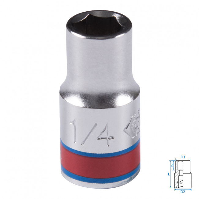 Головка торцевая стандартная шестигранная 1/4", 1/4", дюймовая KING TONY 233508S Головка торцевая стандартная шестигранная 1/4", 1/4", дюймовая KING TONY 233508S