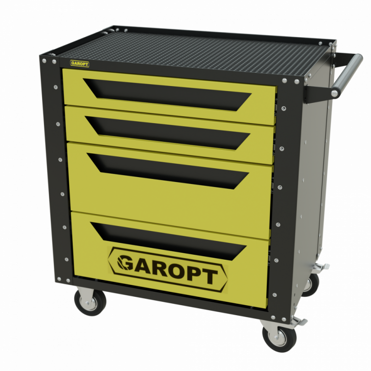 Тележка инструментальная Garopt 4 ящика ЖЕЛТАЯ, Серия "Low-cost"
