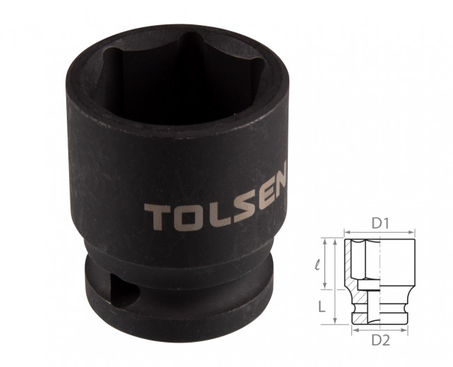 Головка торцевая ударная шестигранная 1/2", 24 мм TOLSEN TT18224 Головка торцевая ударная шестигранная 1/2", 24 мм TOLSEN TT18224