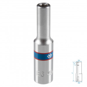 Головка торцевая TORX Е-стандарт 1/4", E6, L = 50 мм KING TONY 227506M