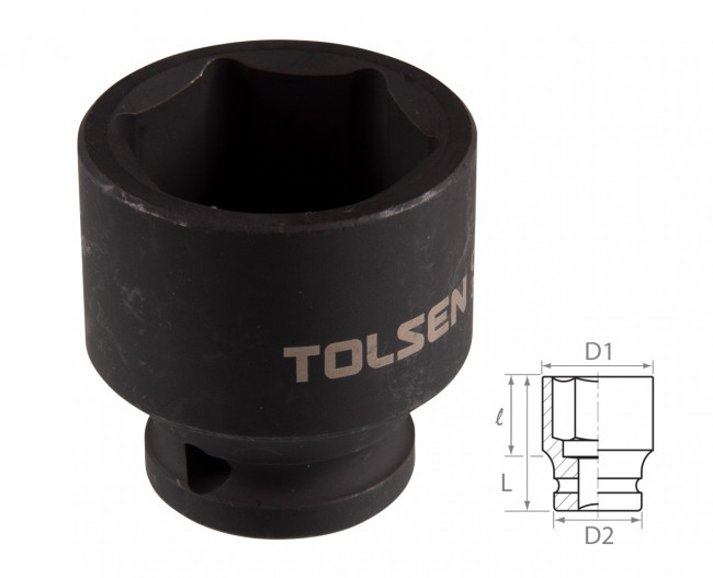 Головка торцевая ударная шестигранная 1/2", 30 мм TOLSEN TT18230 Головка торцевая ударная шестигранная 1/2", 30 мм TOLSEN TT18230