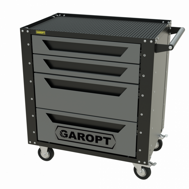 Тележка инструментальная Garopt 4 ящика СЕРАЯ, Серия "Low-cost"