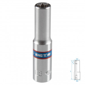 Головка торцевая TORX Е-стандарт 1/4", E8, L = 50 мм KING TONY 227508M