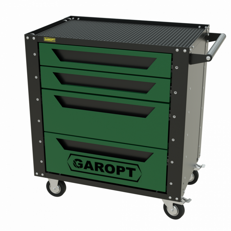 Тележка инструментальная Garopt 4 ящика ЗЕЛЕНАЯ, Серия "Low-cost"
