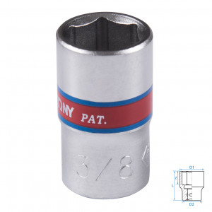 Головка торцевая стандартная шестигранная 1/4", 3/8", дюймовая KING TONY 233512S