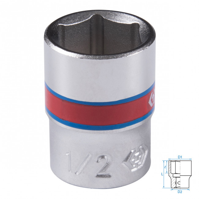 Головка торцевая стандартная шестигранная 1/4", 1/2", дюймовая KING TONY 233516S