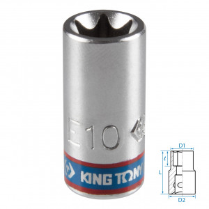 Головка торцевая TORX Е-стандарт 1/4", E10, L = 24 мм KING TONY 237510M