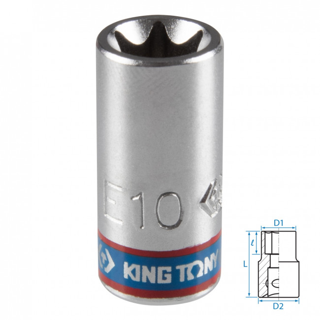 Головка торцевая TORX Е-стандарт 1/4", E10, L = 24 мм KING TONY 237510M Головка торцевая TORX Е-стандарт 1/4", E10, L = 24 мм KING TONY 237510M