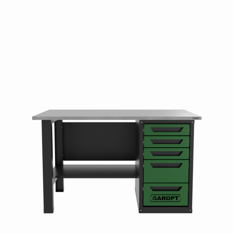 Верстак однотумбовый 5 ящиков, зеленый 1400*700 Garopt, GT1400STY5.green