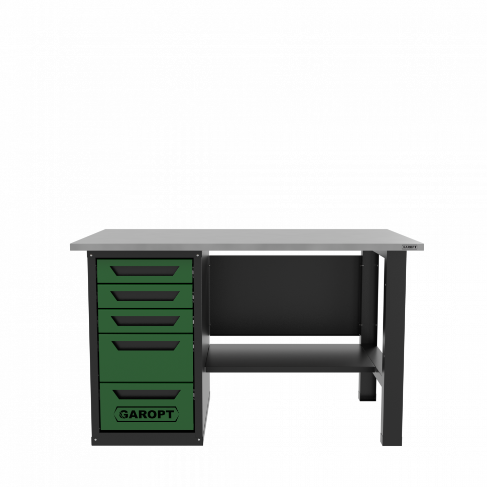 Верстак однотумбовый 5 ящиков, зеленый 1400*700 Garopt, GT1400STY5.green