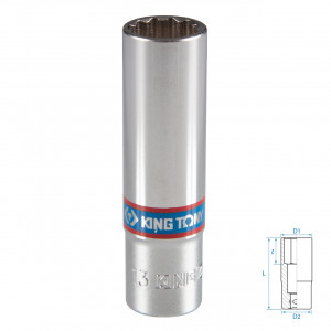 Головка торцевая глубокая двенадцатигранная 3/8", 13 мм KING TONY 323013M