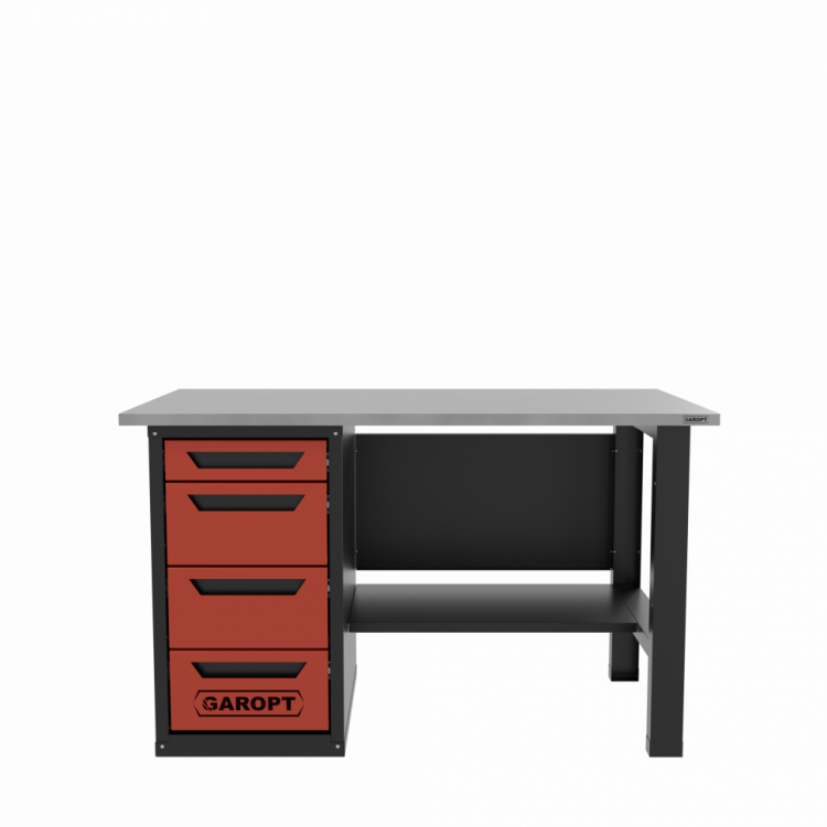Верстак однотумбовый 4 ящика красный 1400*700 Garopt, GT1400STY4.red