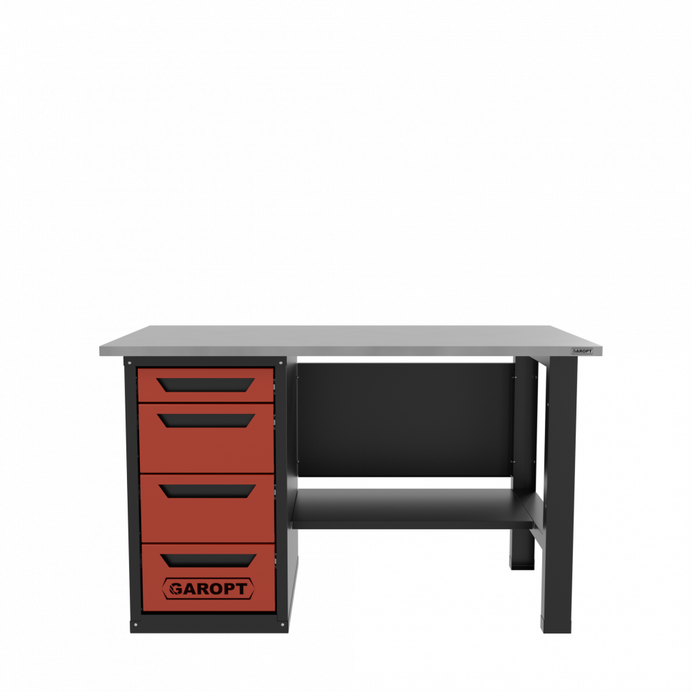 Верстак однотумбовый 4 ящика красный 1400*700 Garopt, GT1400STY4.red