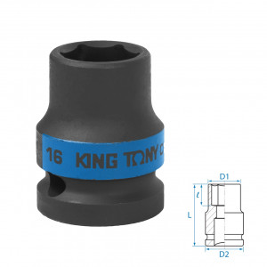 Головка торцевая ударная шестигранная 1/2", 16 мм KING TONY 453516M