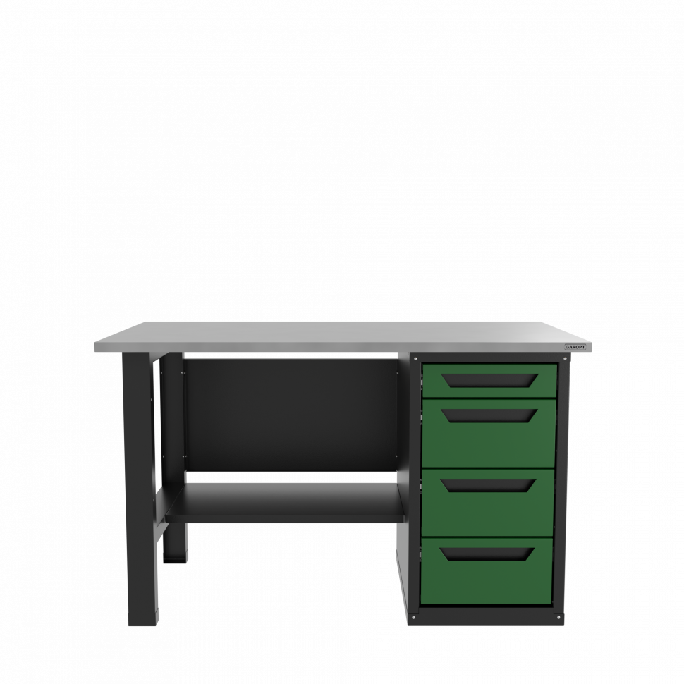 Верстак однотумбовый 4 ящика зеленый 1400*700 Garopt, GT1400STY4.green