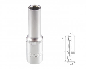 Головка торцевая глубокая шестигранная 1/2", 9 мм TOLSEN TT16559