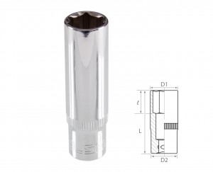 Головка торцевая глубокая шестигранная 3/8", 15 мм TOLSEN TT16365