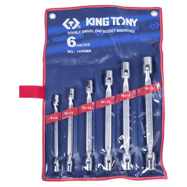 Набор торцевых ключей с шарниром, 8-19 мм, 6 предметов KING TONY 1A06MR Набор торцевых ключей с шарниром, 8-19 мм, 6 предметов KING TONY 1A06MR