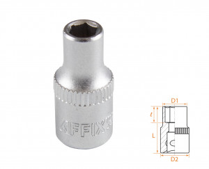 Головка торцевая стандартная шестигранная 1/4", 5 мм AFFIX AF00020005