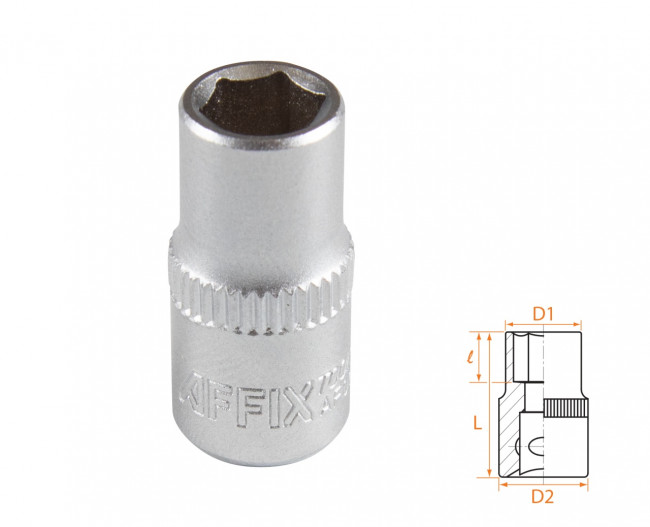 Головка торцевая стандартная шестигранная 1/4", 7 мм AFFIX AF00020007