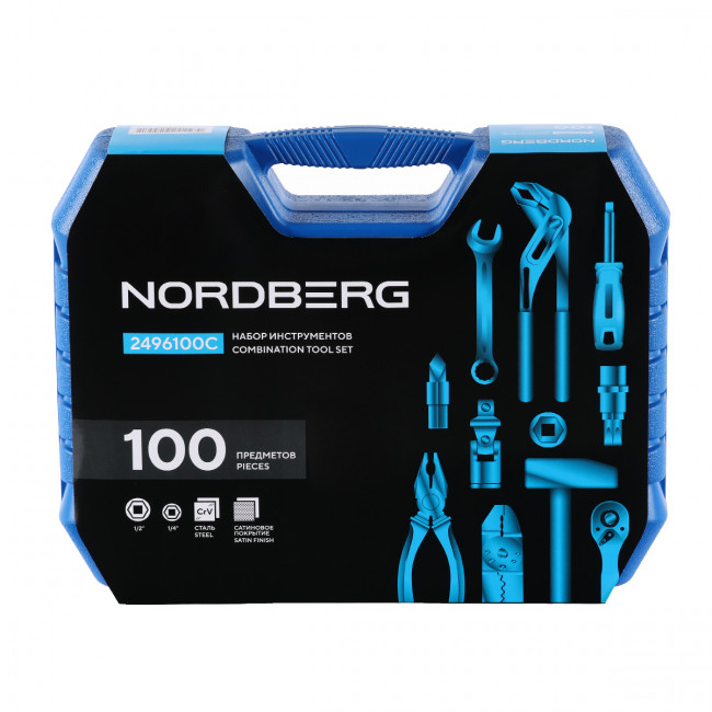 Набор инструментов, 100 предметов, 1/2", 1/4" NORDBERG 2496100C