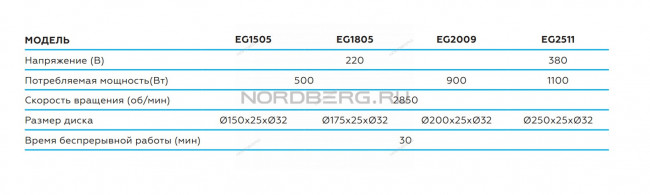Заточной станок профессиональный (Точило) диам. 200мм, 220В NORDBERG EG2009