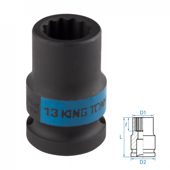 Головка торцевая ударная двенадцатигранная 1/2", 13 мм KING TONY 453013M Головка торцевая ударная двенадцатигранная 1/2", 13 мм KING TONY 453013M
