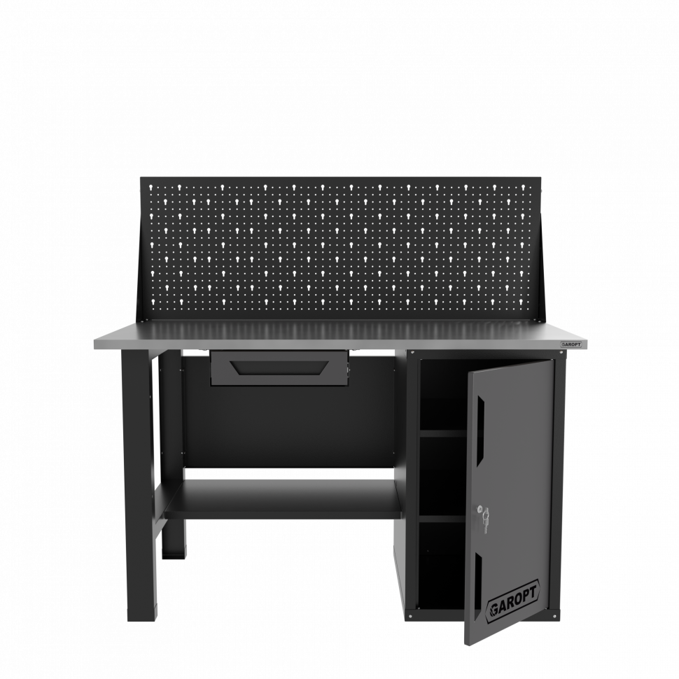 Верстак однотумбовый с ящиком и экраном 1400*700 GAROPT серый, GT1400STDY1PP.grey