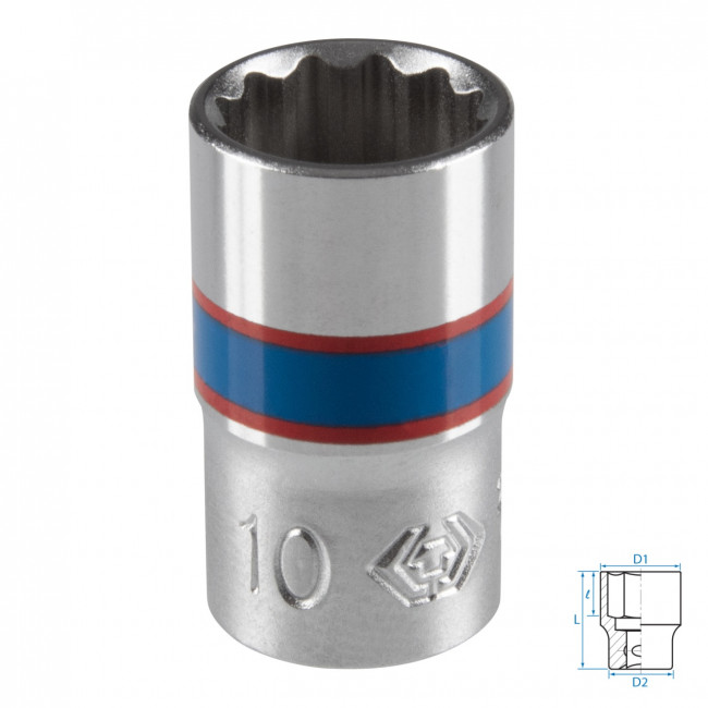 Головка торцевая стандартная двенадцатигранная 1/4", 10 мм KING TONY 233010M