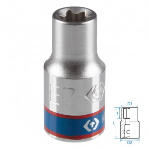 Головка торцевая TORX Е-стандарт 1/4", E7, L = 24 мм KING TONY 237507M