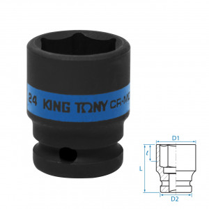 Головка торцевая ударная шестигранная 1/2", 24 мм KING TONY 453524M