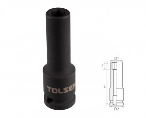 Головка торцевая ударная глубокая шестигранная 1/2", 9 мм TOLSEN TT18259
