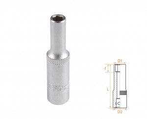 Головка торцевая глубокая шестигранная 1/4", 5 мм AFFIX AF00120005