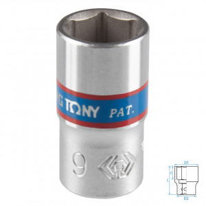 Головка торцевая стандартная шестигранная 1/4", 9 мм KING TONY 233509M