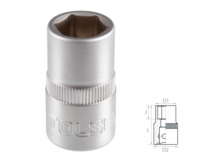 Головка торцевая стандартная шестигранная 1/2", 12 мм TOLSEN TT16512 Головка торцевая стандартная шестигранная 1/2", 12 мм TOLSEN TT16512