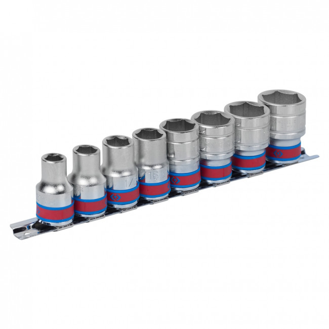 Набор торцевых головок 1/2", шестигранные, 3/8"-7/8", 8 предметов KING TONY 4510SR Набор торцевых головок 1/2", шестигранные, 3/8"-7/8", 8 предметов KING TONY 4510SR
