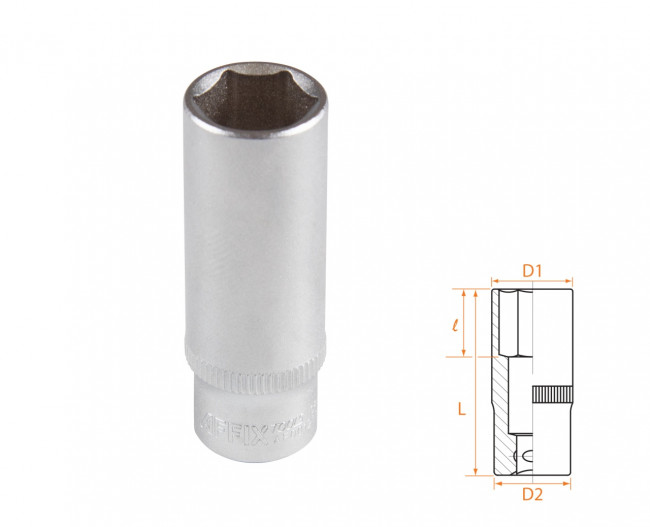 Головка торцевая глубокая шестигранная 1/4", 13 мм AFFIX AF00120013