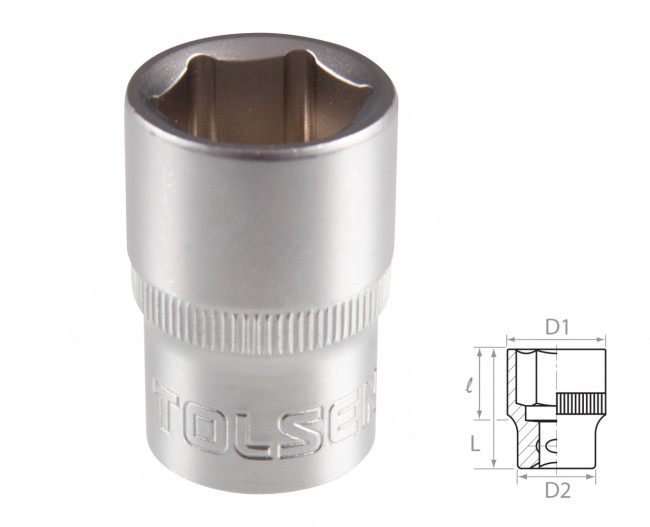 Головка торцевая стандартная шестигранная 1/2", 16 мм TOLSEN TT16516 Головка торцевая стандартная шестигранная 1/2", 16 мм TOLSEN TT16516